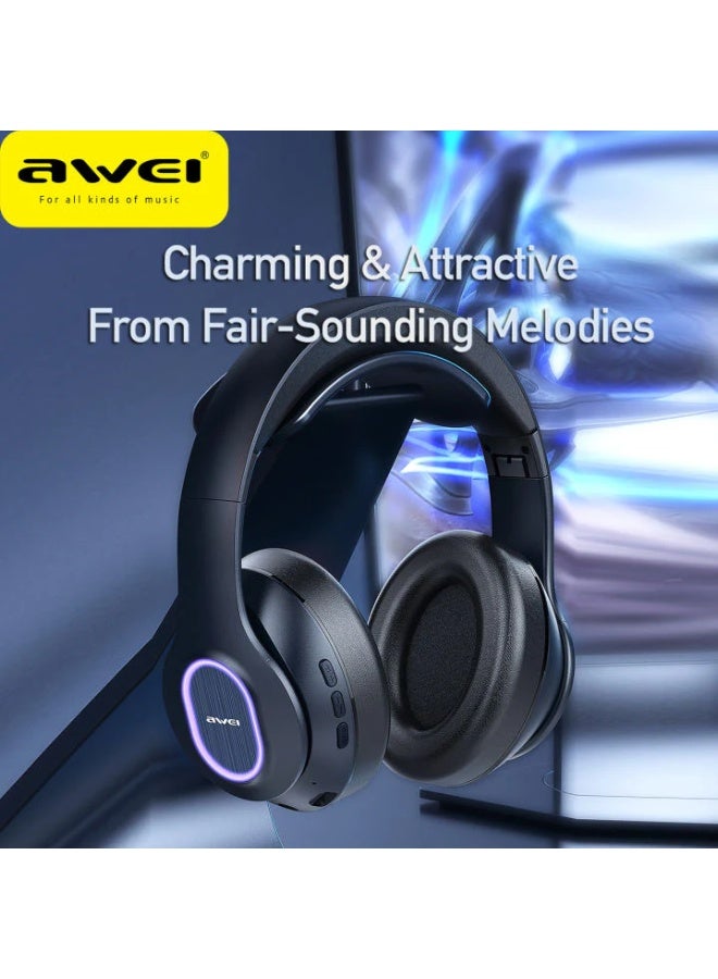 أوي سماعة راس بلوتوث لاسلكية موديل A100BL من اوي، قابلة لإعادة الشحن وفتحة لبطاقة الذاكرة - (أسود) - Image 5